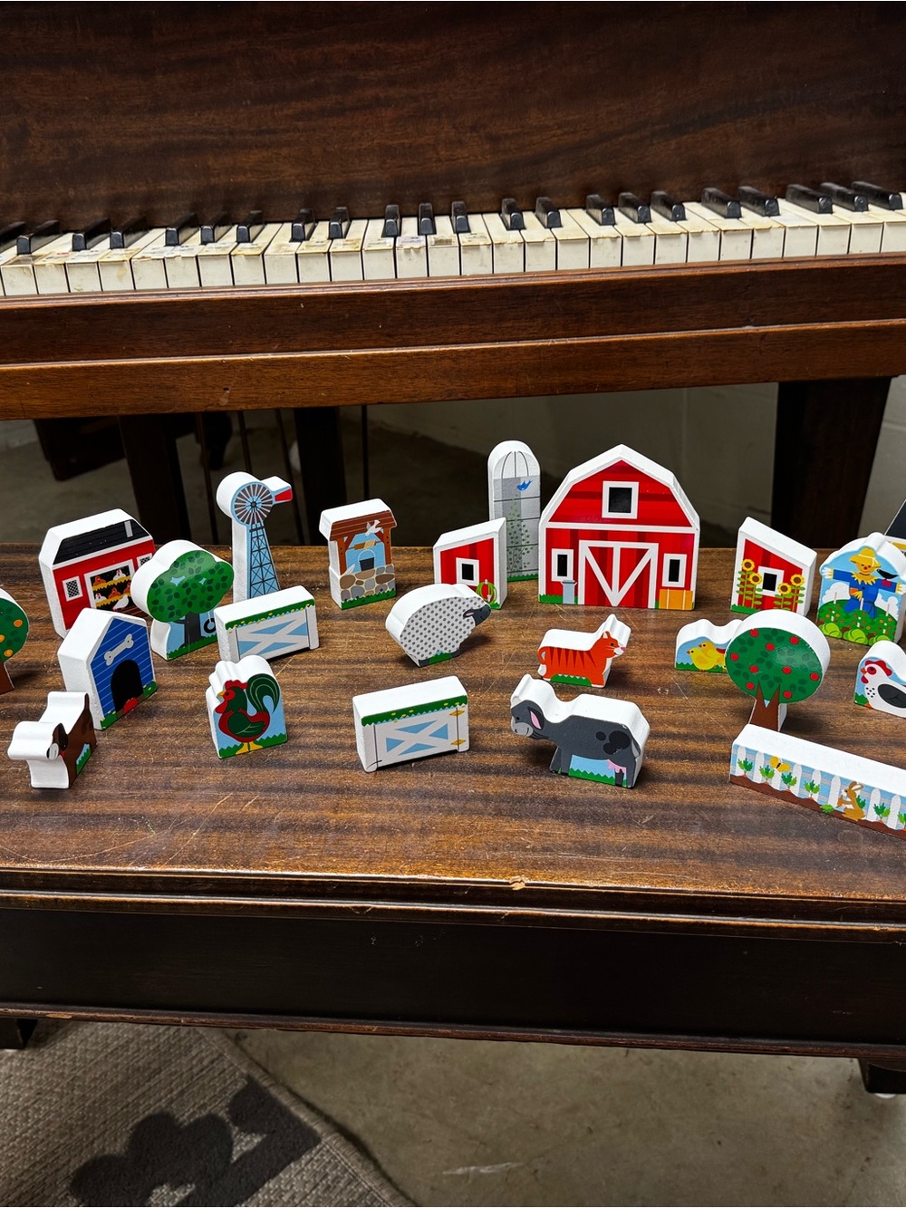 Farm Playset Wooden Toy - Red and White Barn